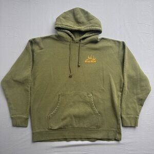 HUSH XL Olive Green Fleece Pullover Hoodie Men's Graphic Print Hunting Theme